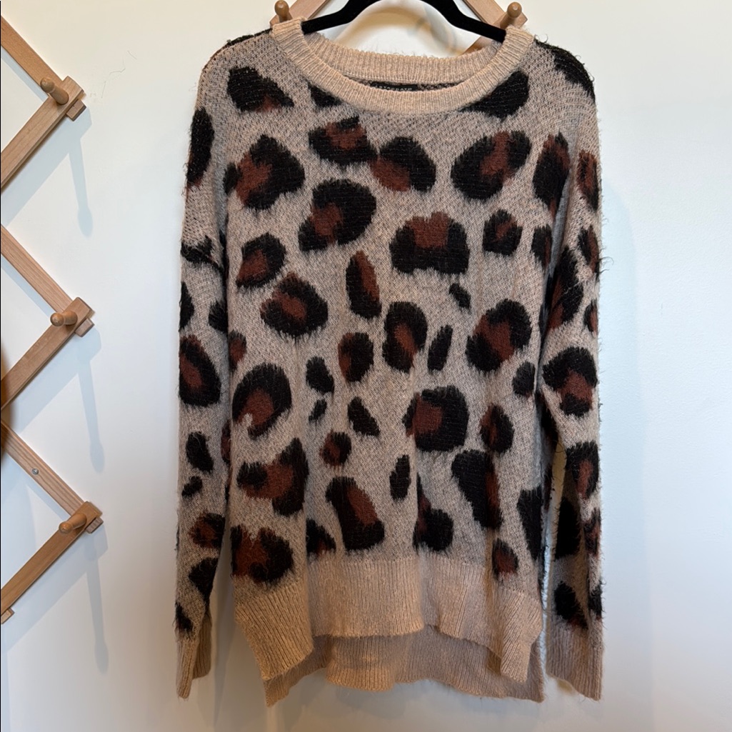 Staccato Cream And Brown Leopard Print Crew Neck Sweater